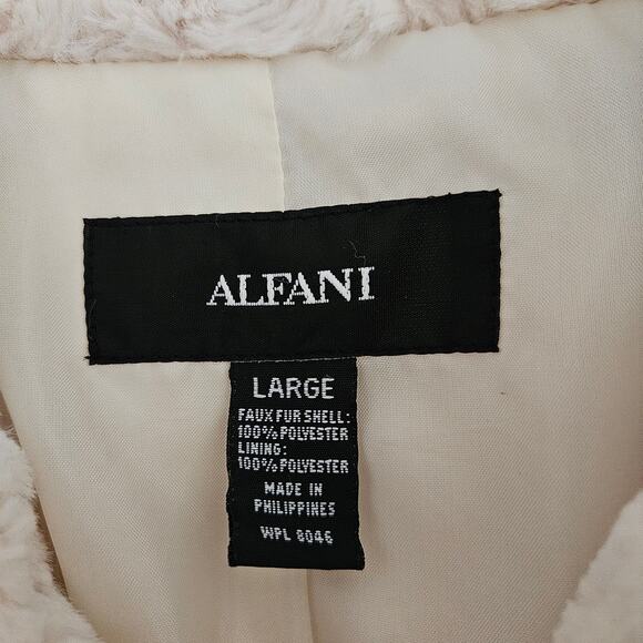 Alfani Faux Fur Rosette Coat Button Front Cream Sz L EUC - Picture 3 of 9